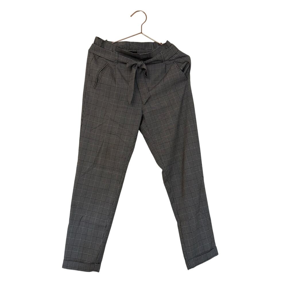 Zara trafaluc collection high waist plaid paper bag belted size XS